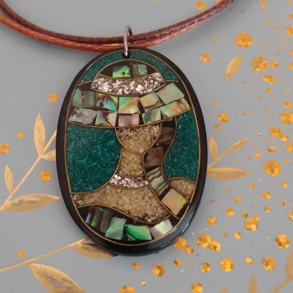 Mosaic Abalone Pendant Necklace - Picture 6 of 9